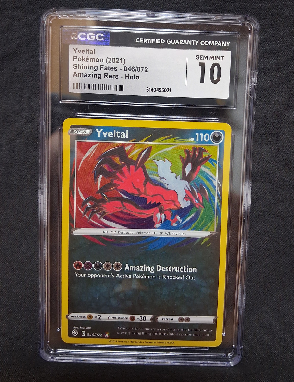 Yveltal Amazing Rara Shining Fates English GEM MINT 10 CGC